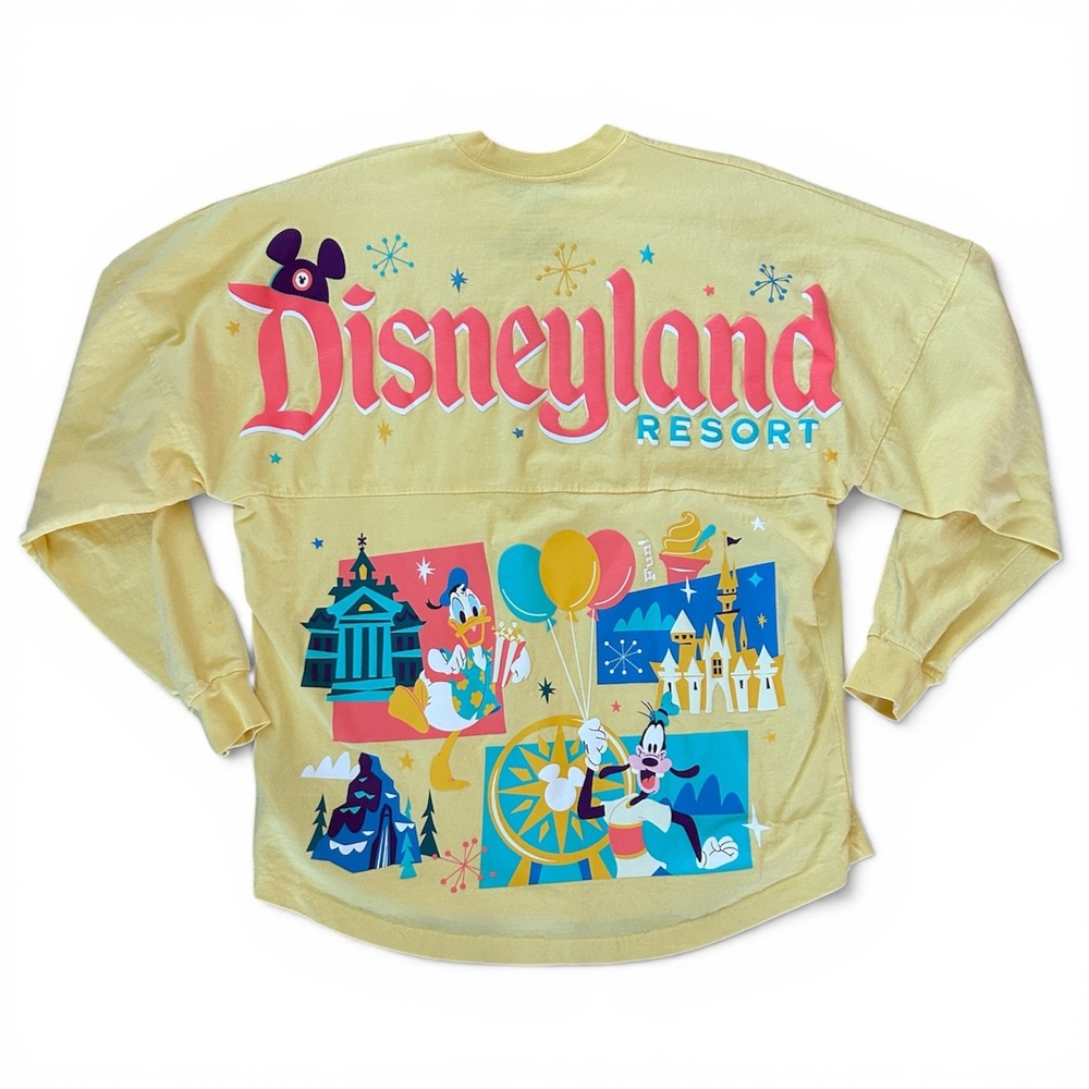 Disneyland Play in the Park Spirit Jersey Yellow Donald Goofy Long Sleeve Top M